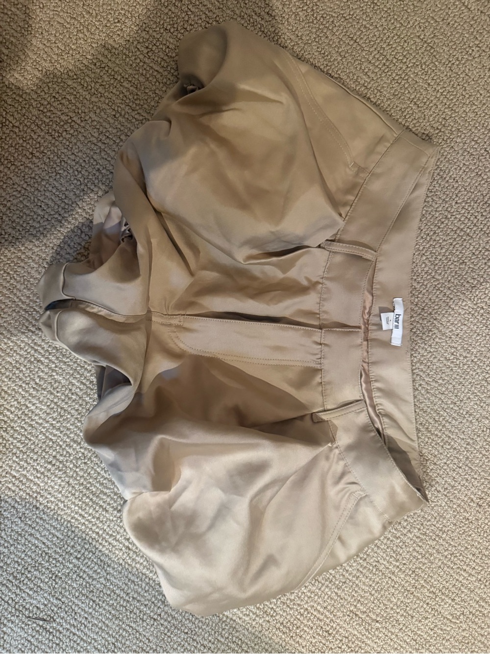 Bar III Satin-Look Tan High-Waist Shorts